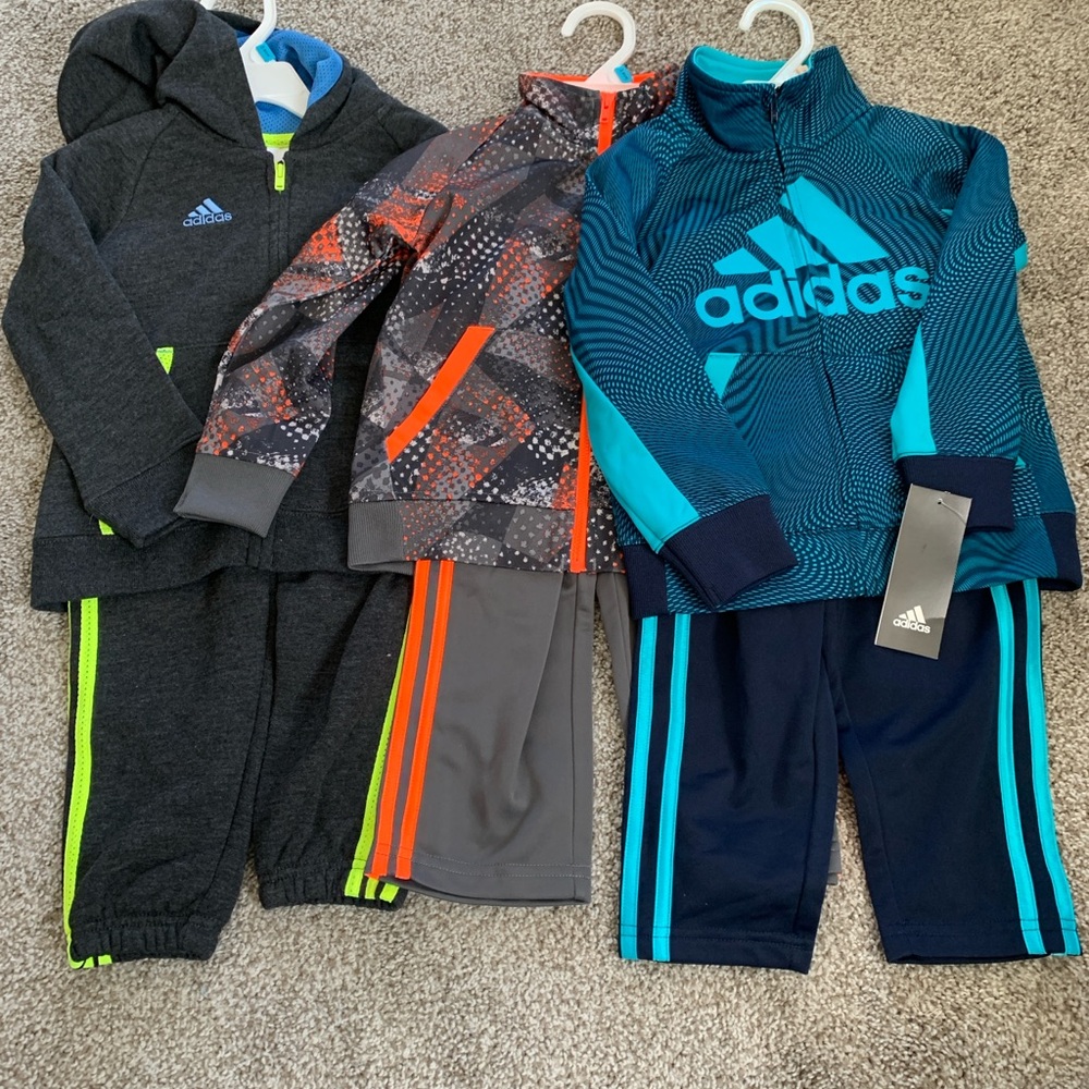 Adidas Kids 24 mos 2T track suit sweat suit set.  Bundle of 3 set NWT